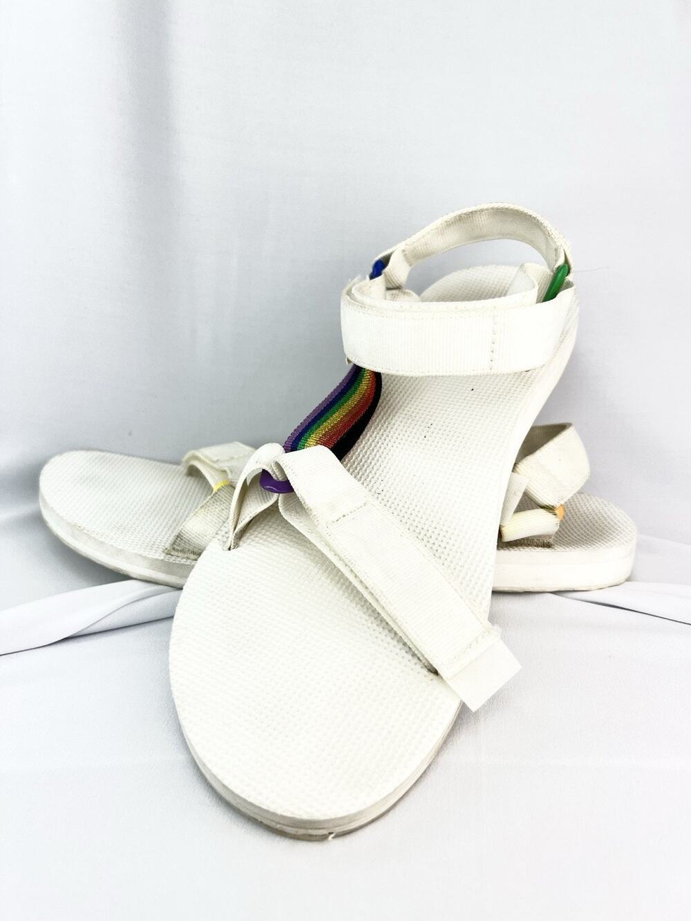 Teva Original Universal Pride Sandal Women’s 12 Rainbow Stripe White